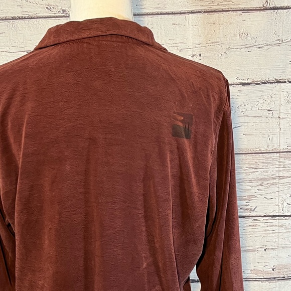 AMANDA GRAY Vintage Long Sleeve Button Down Shirt Burgundy-Small - Picture 4 of 4